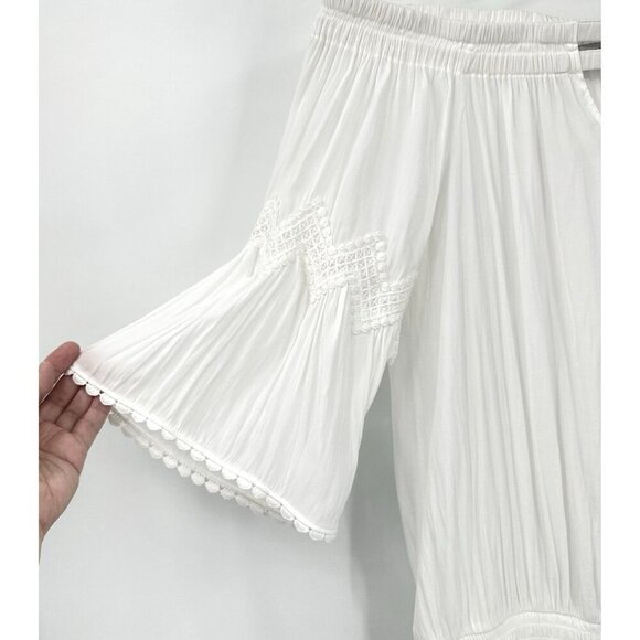 RAMY BROOK nico dress off the shoulder mini bell sleeve hippie boho white M - Picture 5 of 13